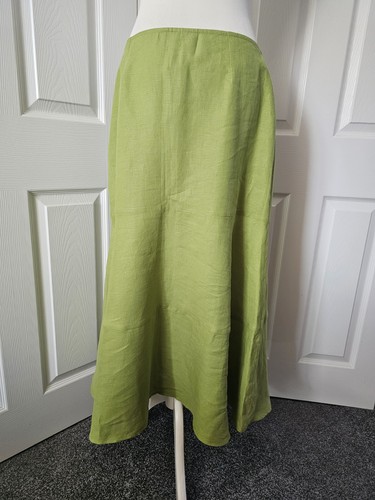 M&S Size 14 Skirt Lime Green 100% Linen A-Line Midi Maxi Long Summer Per Una - Picture 4 of 12