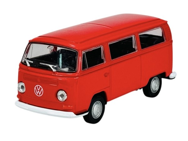Welly 1972 Vw Volkswagen Bus T2 Transporter Rot 1:34 Die Cast Metal Model 42347-image