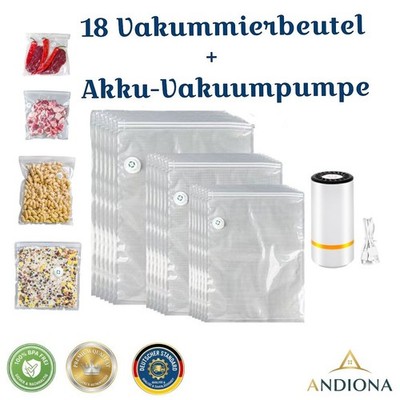 Andiona Smart-Vacuum System | Elektrische Akku-Pumpe & Frischebeutel | BPA-FREI