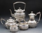 Antique Wallace Silver Plate 5 Piece Tea Set w/ Tilting Kettle on Stand N6720
