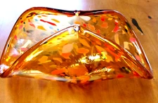 Vintage Murano glass Bowl amber glass with multi colors, 14 inch wide Italy