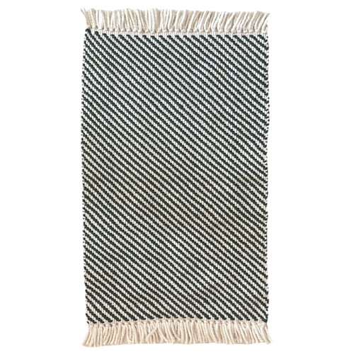 Woven Green & White Striped Accent Rug 20x34 Kitchen Throw Mat - Picture 1 of 3