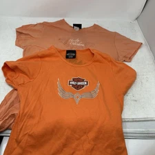 Lot Of 4 Women’s Harley-Davidson T shirts/ORANGE/2 S+ 2 L/FREE SHIPPING!