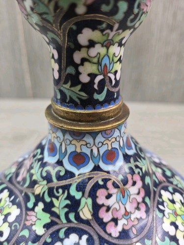 Cloisonne Vintage Messing Emaille Spiegelfuß für Mehrzweck sehr guter Zustand Blumendesign - Bild 9 von 17