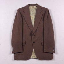 VTG 70s Jay Briggs Blazer Mens 38R Brown Herringbone Tweed Loomed in Scotland