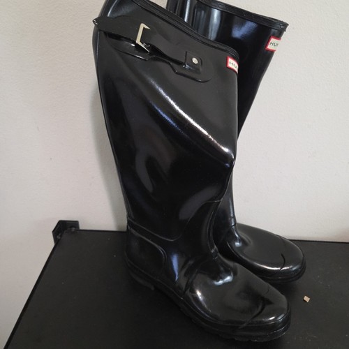 Womens Hunter Rubber Knee High Rain boots, Black Size 9 EXCELLENT - Picture 3 of 9