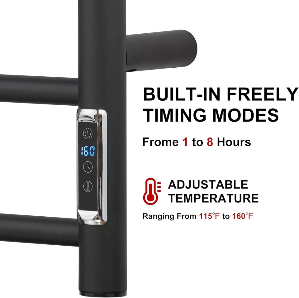 NUEVO TOALLERO TÉRMICO 8 bares - control temporizador/temperatura, acero inoxidable negro mate Foto 4 de 4