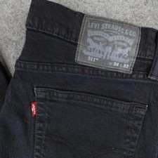 Levis 511 Jeans Mens 34x32 Black Slim Fit Straight Leg Stretch Denim Pants Dark