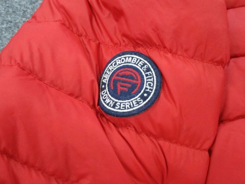 Abercrombie Fitch Jacket Womens S Red Puffer Duck Down Outdoors Hiking Quilted - Picture 10 of 12