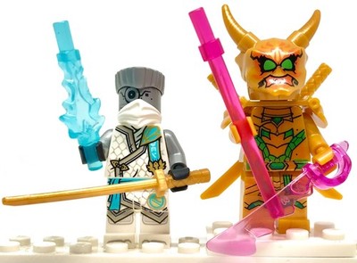 NINJAGO   WORLD THE EPIC BATTLE GOLDEN ONI MASK + ZANE ICE NINJA LEGO 117