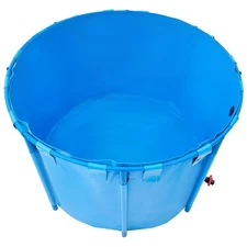 Canvas Fish Pond Above Ground Fish Tank 448.8 Gal Round Koi Pond (Blue)