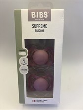 Bibs SUPREME - Size 1 - Rubber Pacifiers 0-6 Months - Lavender - 2-Pack NEW