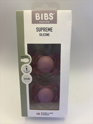 Bibs SUPREME - Size 1 - Rubber Pacifiers 0-6 Months - Lavender - 2-Pack NEW