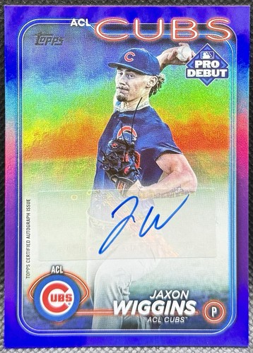 2024 Topps Pro Debut #PD-90 Jaxon Wiggins Purple Foil Rookie Auto /299 ACL Cubs