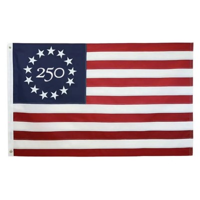 America 250 - 3x5 ft BETSY ROSS FLAG  250 in 13 Star Circle Poly-Cotton USA Made