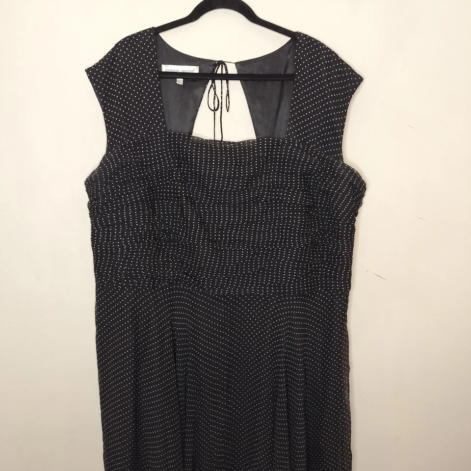 Donna Ricco New York Silk Polka Dot Midi Dress 24W Plus Flowy Retro Y2K Whimsy - Image 3 of 4