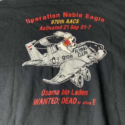 Vintage Operation Noble Eagle Osama Bin Laden 970th Flying Club Black Tee 2XL
