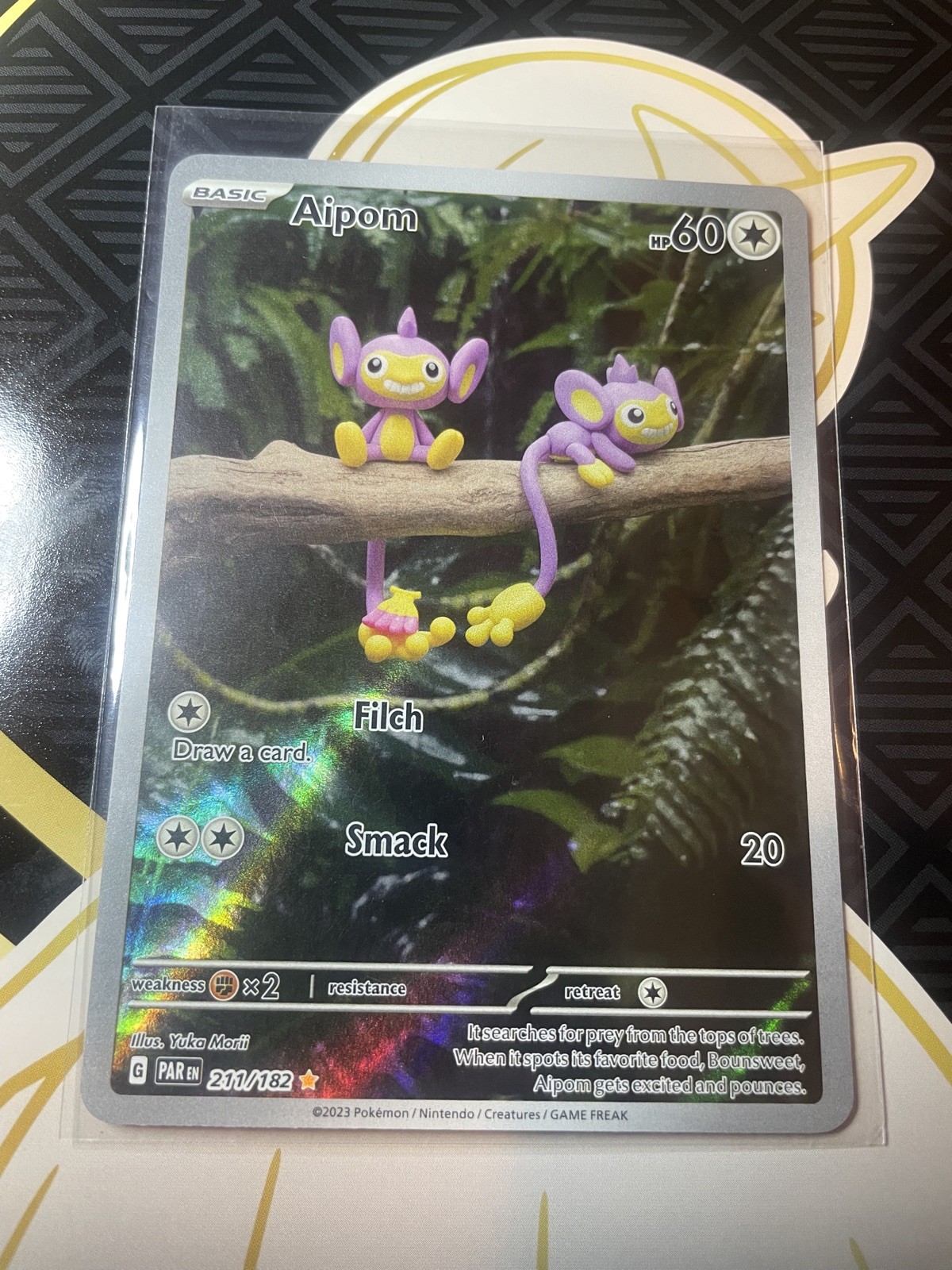 Pokémon TCG Aipom Paradox Rift 211/182 Holo Illustration Near Mint Condition