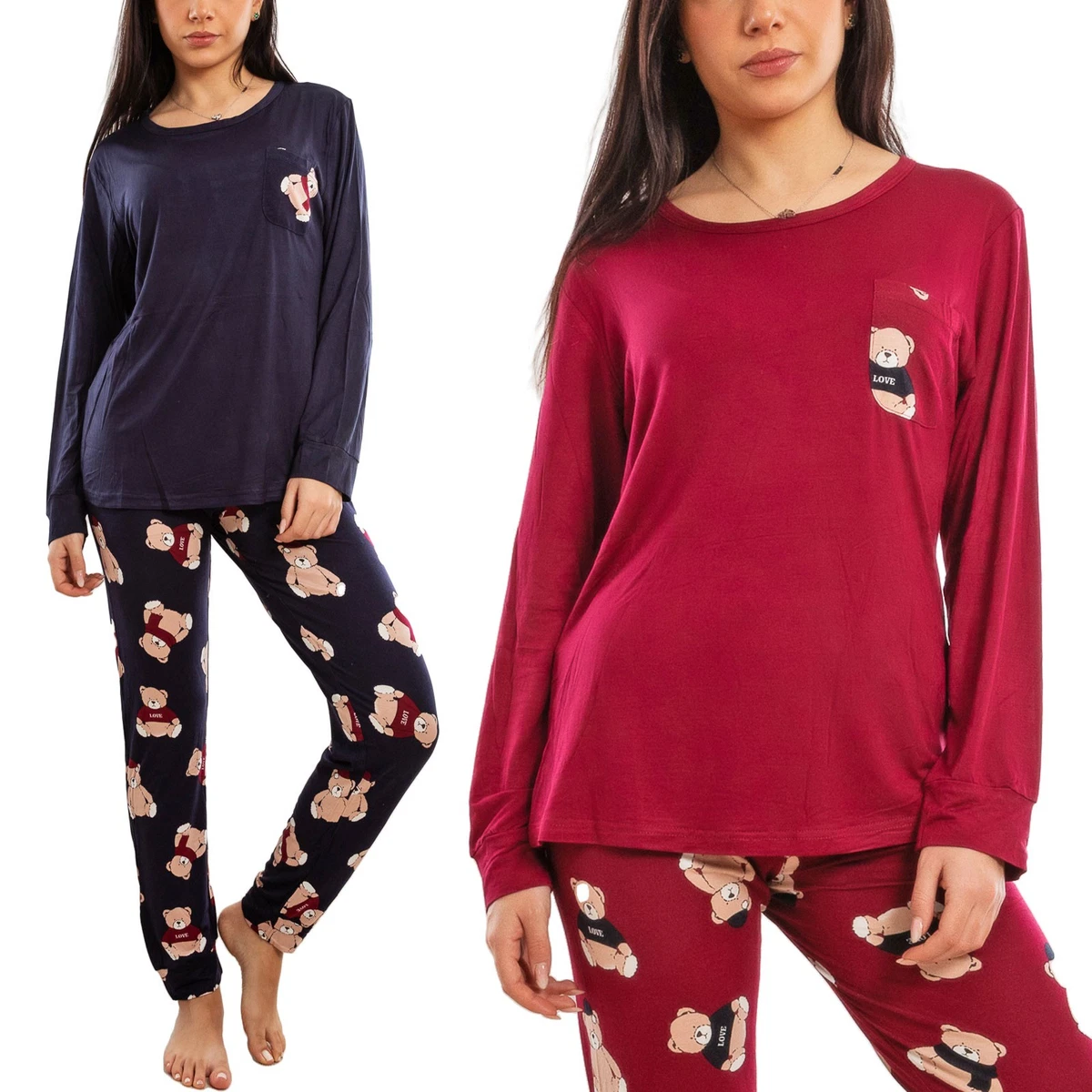 I-smalls Pigiama Lungo Da Donna In Caldo Pile, Alcuni Modelli Con Mascherina Per Gli Occhi Inclusa Blu Navy Con Pantaloni A Quadri 46 48 It 111096350