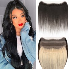 Human Hair Hairline Lace Frontal Hairpiece Topper Replacement Bangs Toupee Women