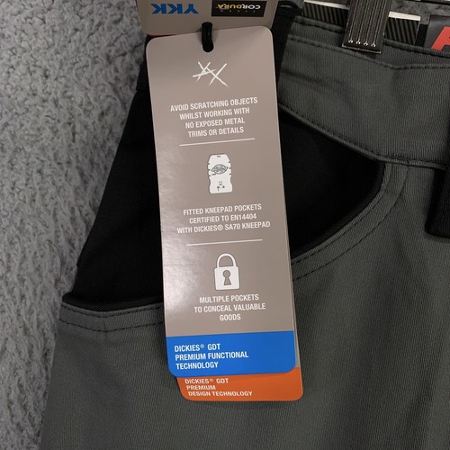 Dickies Pants Mens 38x32 Gray Black GDT Premium Flex Workwear Knee Pad Pockets - Picture 10 of 24