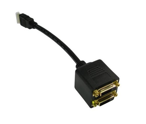 GP41 1X Male HDMI Vers 2X DVI Femelle Séparateur Câble 12Cm Connecteurs Dorés - Afbeelding 2 van 2