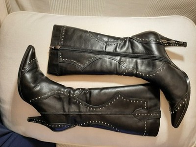 Damen handgemachten Winterstiefel, gefüttert, echte Leder, schwarz, Größe 37,5.