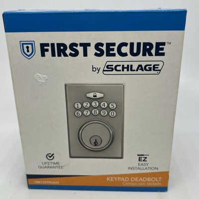 SCHLAGE FIRST SECURE KEYPAD DEADBOLT -SATIN STAINLESS STEEL PBE135TRU630