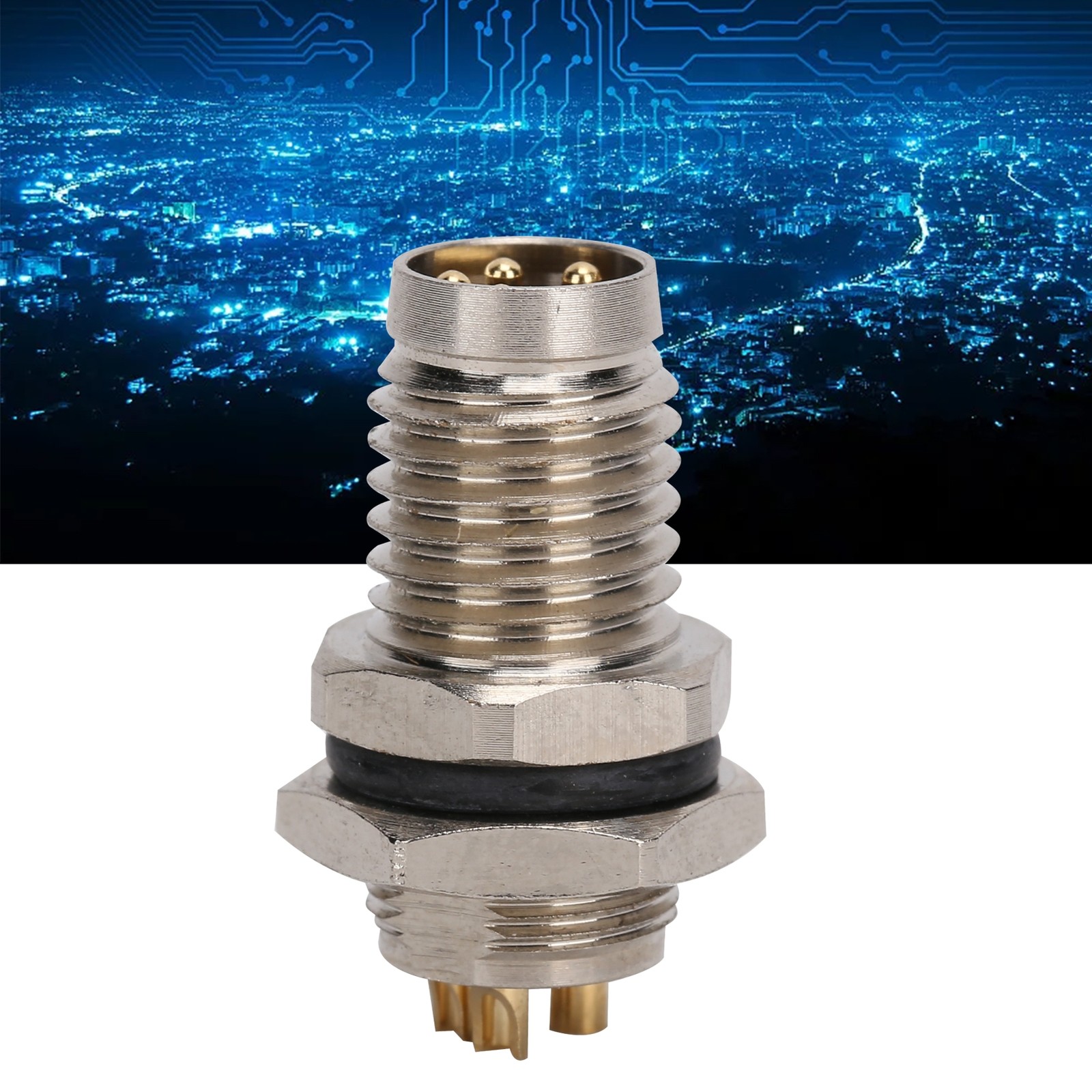 M8 Aviation 4Pin Plug Connector Metal Interface IP67 Brass Nickel Plated Shell