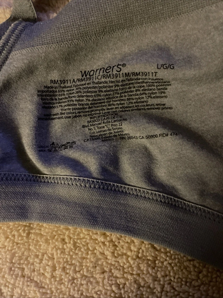 Warners Athletic Sports Bra Gray Size Lg (C Cup) Breathable Adjustable Straps - Image 3 of 3