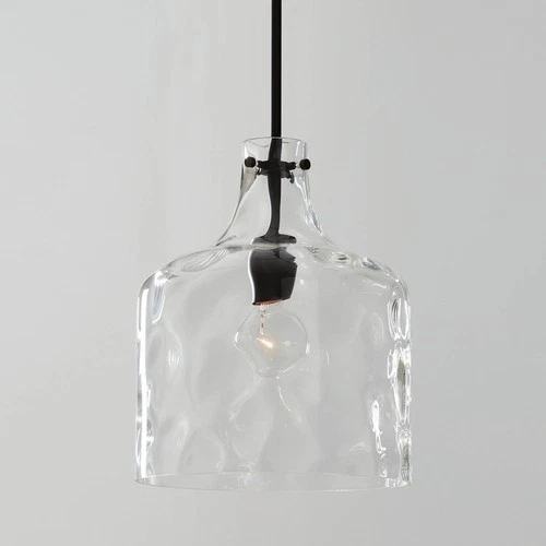 Capital Lighting Crawford 11 3/4" Black and Dimpled Glass Pendant - Picture 1 of 5