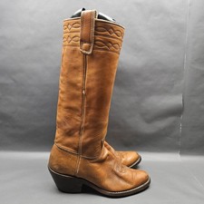 Vintage Stewart Fine Handmade Boots Womens 5.5 B Brown Leather Western Knee High