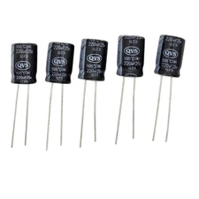 8pcs QVS 220uF 25V 105ºC Compact Radial Electrolytic Capacitors