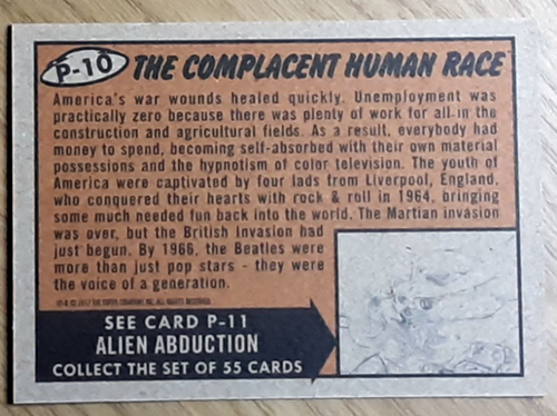2017 Mars Attack's The Revenge Red Card P-10 THE COMPLACENT HUMAN RACE. - Picture 2 of 3