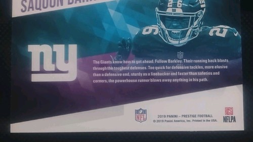 Panini Prestige Saquon Barkley Powerhouse No. 2019 Águilas gigantes PH-SB - Imagen 6 de 6