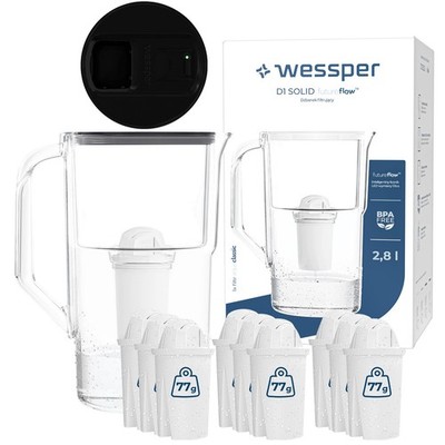 Wasserfilterkanne Kunststoff 2,8L Wessper D1 Solid 10 Kartuschen LED Zähler