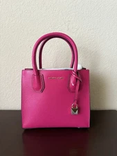 Michael Kors Studio Mercer Medium Messenger Crossbody Leather Bag Ultra Pink