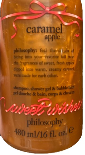 (2) Philosophy Caramel Apple 3 in 1 shampoo gel doccia lavaggio corpo 16 oz NUOVO - Foto 2 di 3