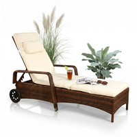 Gartenliege Sonnenliege Liegestuhl Loungeliege Rattan Polyrattan Liege Braun