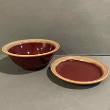 TUMBLEWEED POTTERY BERRY BOWL COLANDER PLATE SAUCER RED STONEWARE COLLECTION