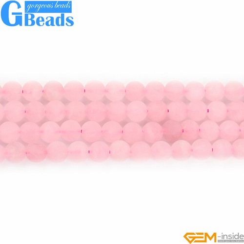 Frosted Natural Rose Quartz Round Loose Beads For Jewelry Making 15" Strand Gb - Picture 15 of 34