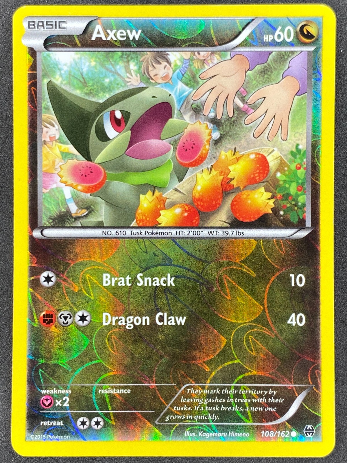 Pokémon Axew Reverse Holo 108/162 BKT BREAKthrough LP/NM