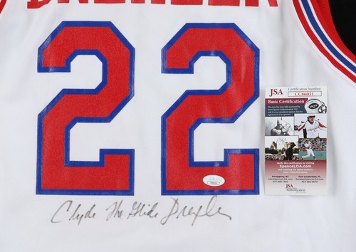 Clyde Drexler Signed Houston Cougars Rawlings NCAA Style Jersey JSA COA/ Rockets - Picture 2 of 8