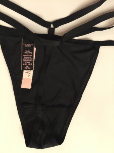 Victorias Secret Very Sexy Black Dual Strap Thong Panties Metal Accent XS-S-M-L - Picture 13 of 16