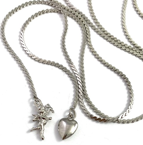 Heart Charms Silver Tone Metal Chain 31 