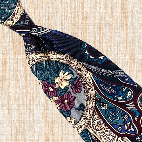 Stafford Vintage Black Tie - Colorful Paisley Floral Pattern 100% Silk Nectie - Picture 7 of 12