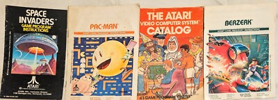 6 Vintage Atari Game Instructions Booklets Catalog Berserk Pac-Man Space Invader