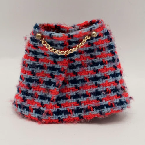 Vintage Barbie 1971 Super Scarf #3408 Skirt Only Chain TLC Red & Blue Weave Mini