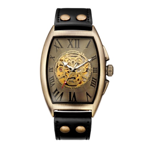 Shenhua Retro Roman Dial Mechanical Automatic Watch Luminous Hand Leather Band - Picture 12 of 13