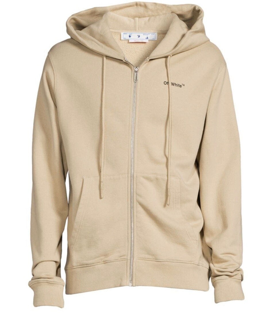 【Off White】CARAVAG ARROW SLIM ZIP HOODIE ★関税送料込み Off White Mens Caravag Arrow Slim Zip Hod Dark Sand Black